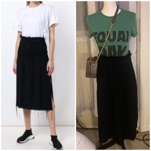 helmut lang gathered raw edge midi skirt size 2